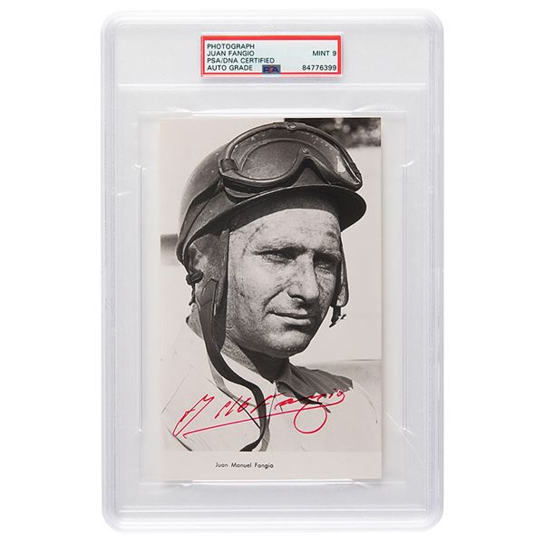 Juan Manuel Fangio Signed Photograph - PSA MINT 9