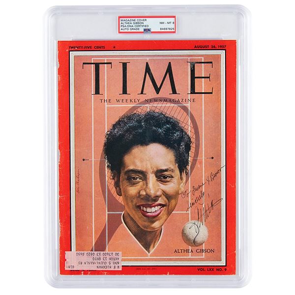 Althea Gibson Signed Magazine Cover - PSA NM-MT 8
