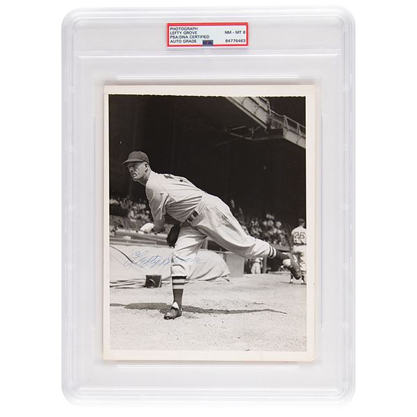 Lefty Grove Signed Photograph - PSA NM-MT 8