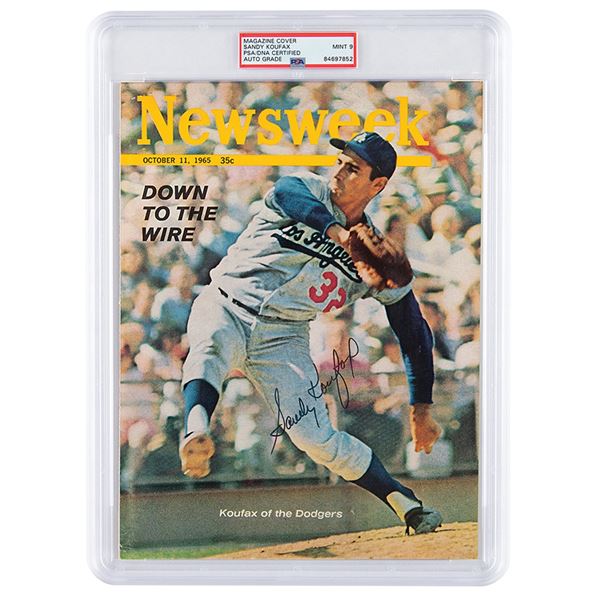 Sandy Koufax Signed Magazine Cover - PSA MINT 9