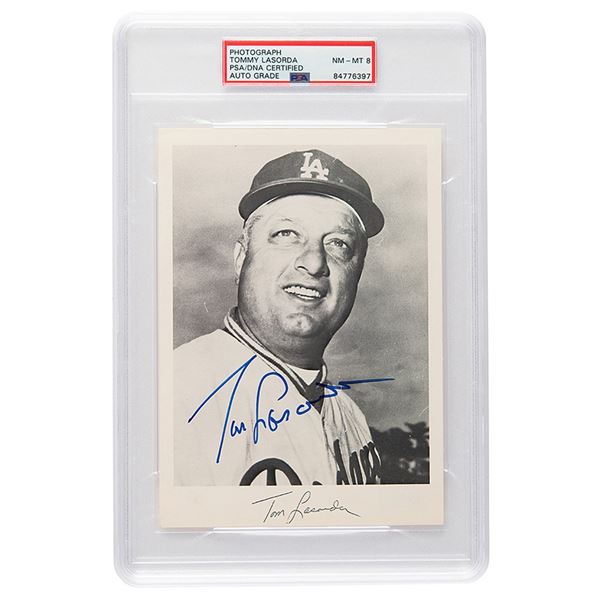 Tommy Lasorda Signed Photograph - PSA NM-MT 8