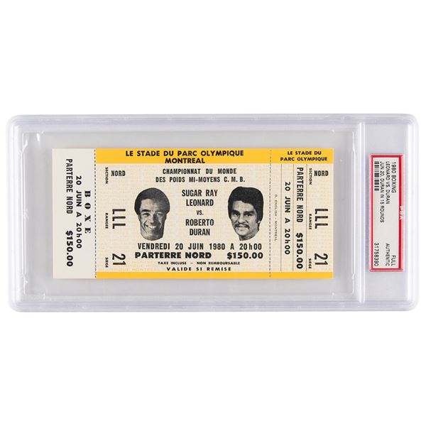 Sugar Ray Leonard vs Roberto Duran 1980 WBC Championship Ticket