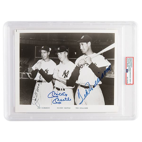 Mantle, DiMaggio, and Williams Signed Photograph - PSA MINT 9