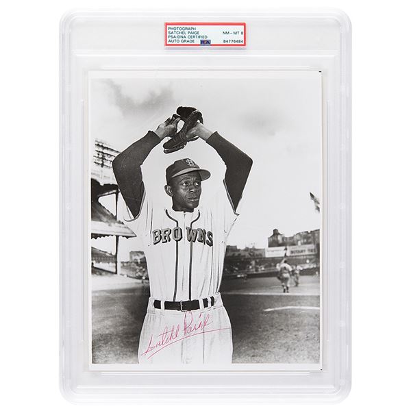 Satchel Paige Signed Photograph - PSA NM-MT 8