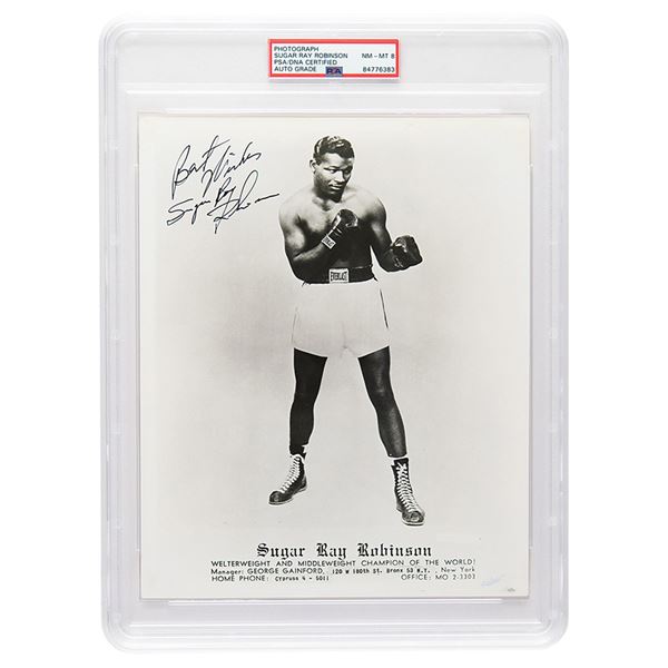 Sugar Ray Robinson Signed Photograph - PSA NM-MT 8