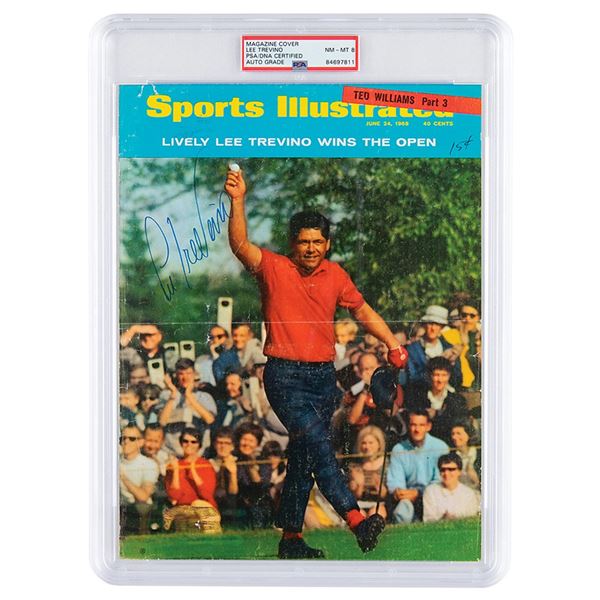 Lee Trevino Signed Magazine Cover - PSA NM-MT 8