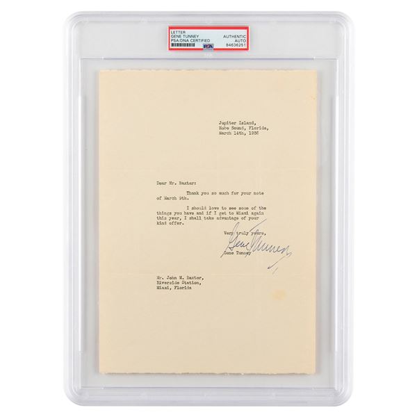 Gene Tunney Typed Letter Signed