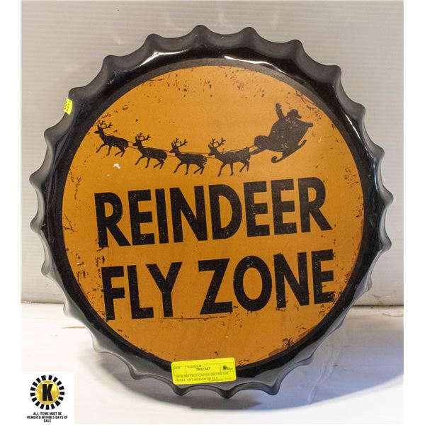 NEW BOTTLE CAP RETRO METAL WALL ART REINDEER FLY