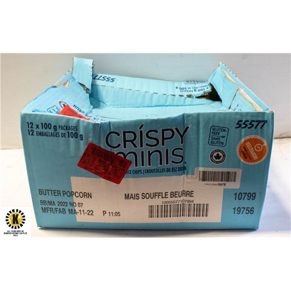 CASE OF CRISPY MINIS BROWN RICE CHIPS 12 BAGS 100G