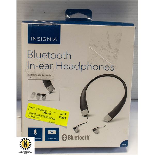 INSIGNIA BLUETOOTH WIRELESS EARPHONES