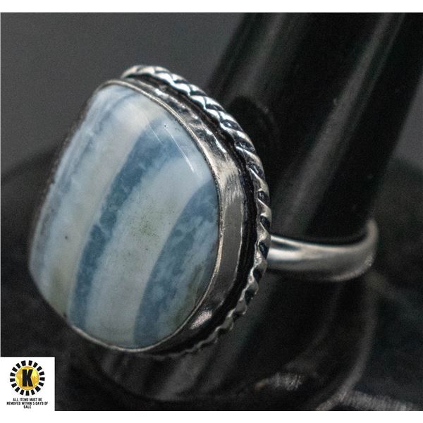 #233-NATURAL BLUE OPAL RING SIZE 8