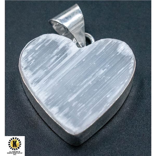 #227-NATURAL SELENITE HEART PENDANT