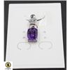 Image 1 : #264-NATURAL AMETHYST 8.2 X 10.3 & CZ PENDANT