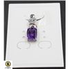 #264-NATURAL AMETHYST 8.2 X 10.3 & CZ PENDANT