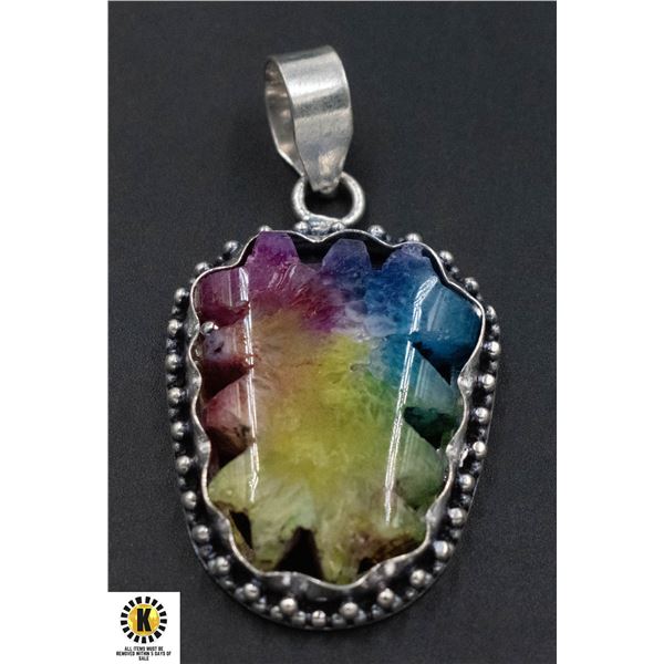 #290-NARURAL RAINBOW SOLAR QUARTZ PENDANT