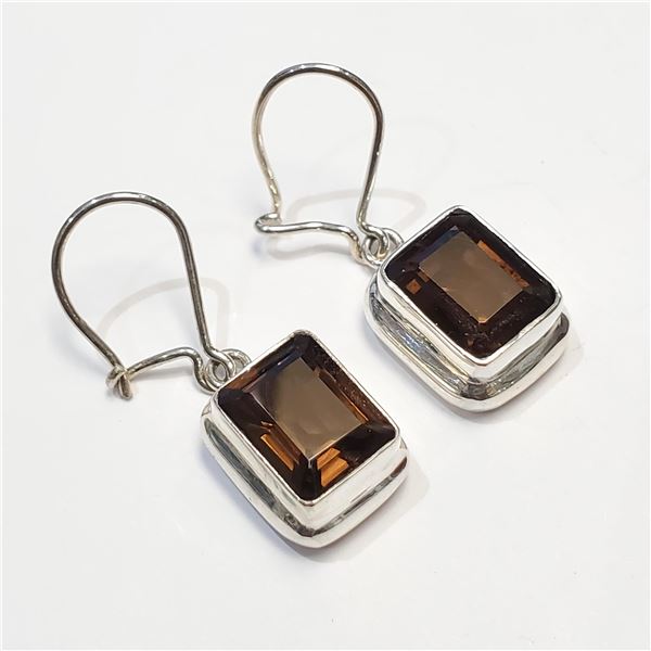 S34-71 SILVER SMOKEY QUARTZ EARRINGS