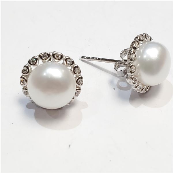 S34-88 SILVER FRESH WATER PEARL EARRINGS