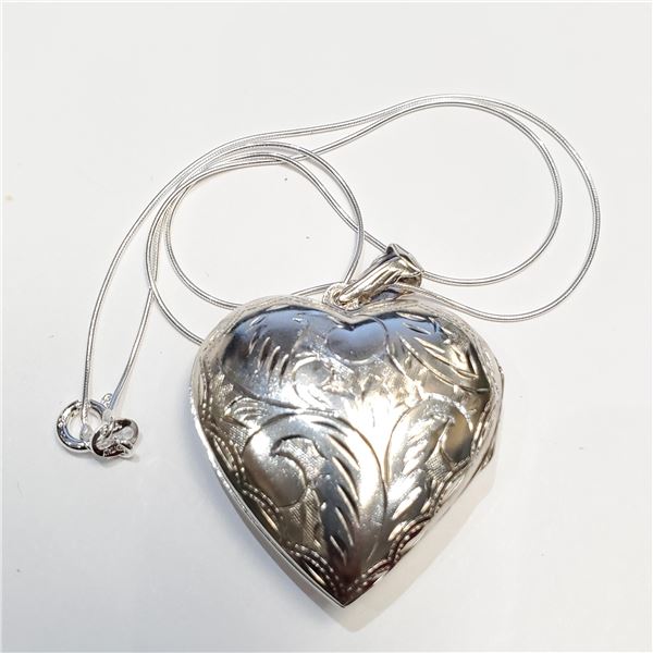 S34-95 SILVER HEART 16" NECKLACE