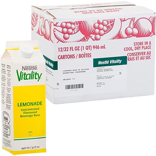 NEW CASE OF 12 NESTLE VITALITY LEMONADE CONCENTRAT