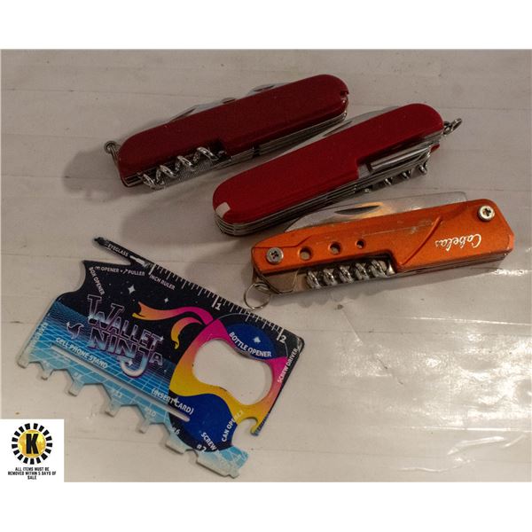 BUNDLE OF 4 POCKET KNIVES/MULTI TOOLS INC CABELAS