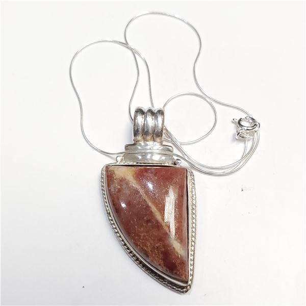 S34-90 SILVER AGATE 16  NECKLACE