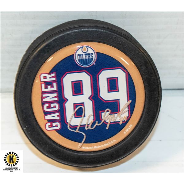 OILERS SIGNED "SAM GAGNER" PUCK