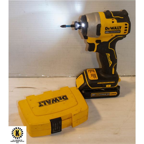 20V BRUSHLESS DEWQALT DRILL + BATTERY WORKS