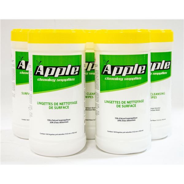 5 NEW BOTTLES OF APPLE SURFACE CLEANSING WIPES