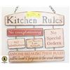 Image 1 : WOOD "KITCHEN RULES" HANGING WALL SIGN