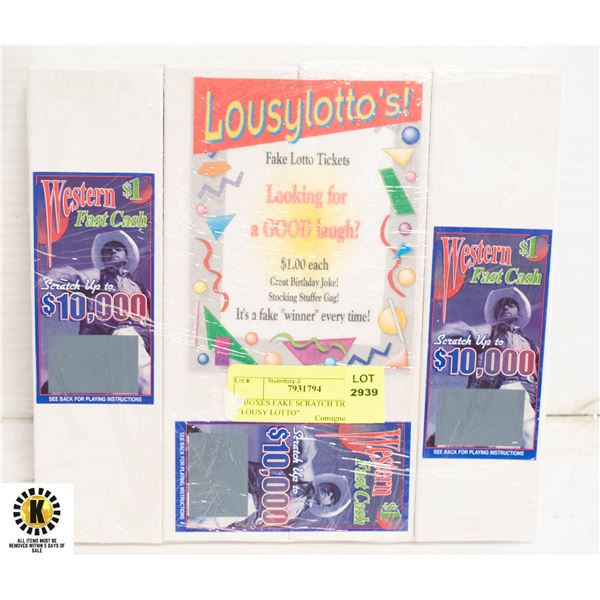 4 BOXES FAKE SCRATCH TICKETS "LOUSY LOTTO"