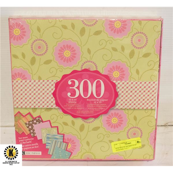 NEW BOX OF 300 SHEETS OF DESIGNER 12"X12"-