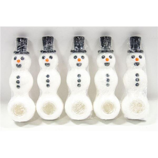 BUNDLE OF 5 NEW SILICONE SNOWMAN PIPES WITH GLASS