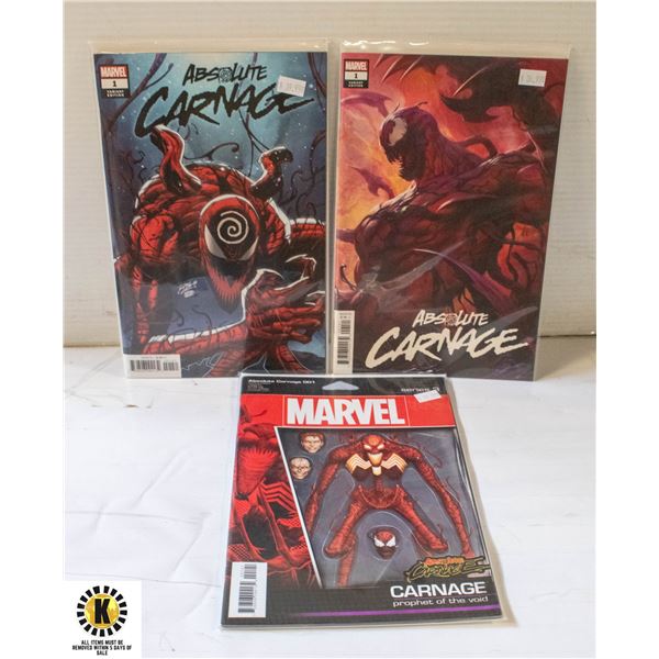 THREE ABSOLUTE CARNAGE #1 VARIANT COVERS