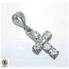 STERLING SILVER CROSS WITH CUBIC ZIRCONIA GEMS