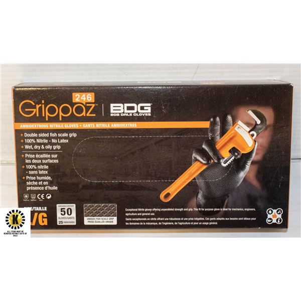 GRIPPAZ BDG DISPOSABLE GLOVES SIZE L/G 50