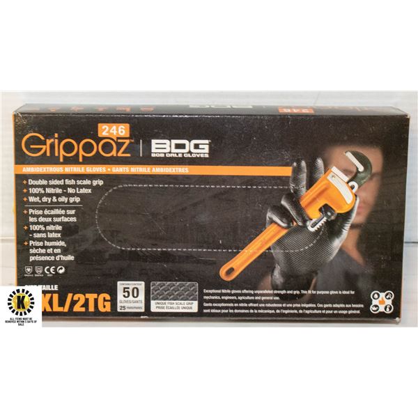 GRIPPAZ BDG DISPOSABLE GLOVES SIZE 2XL 50