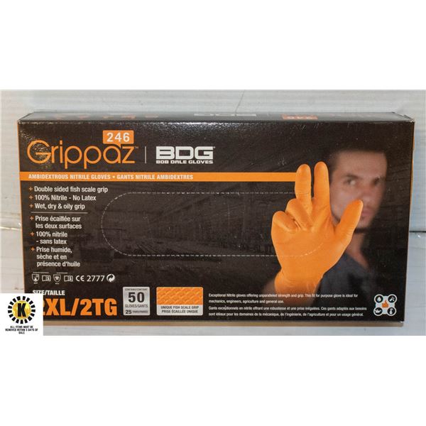 GRIPPAZ BDG DISPOSABLE GLOVES SIZE 2XL 50