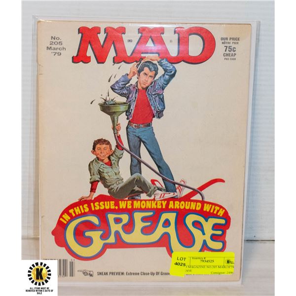 MAD MAGAZINE NO.205 MARCH'79 GREASE