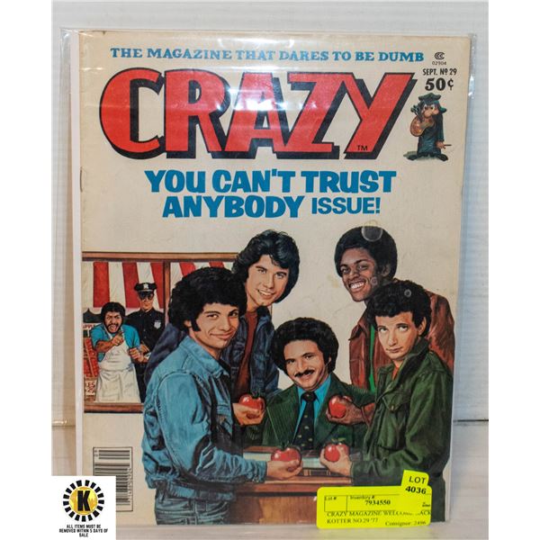 CRAZY MAGAZINE WELCOME BACK KOTTER NO.29 '77