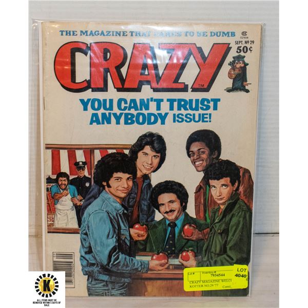 CRAZY MAGAZINE WELCOME BACK KOTTER NO.29 '77