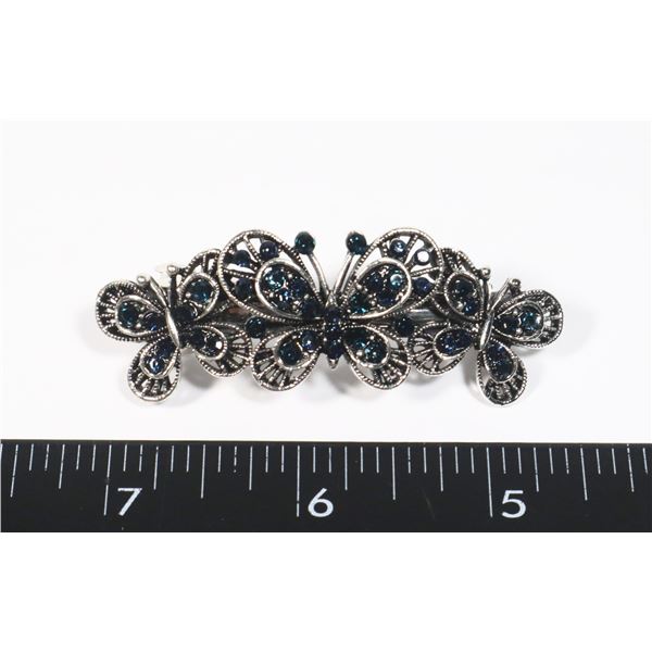 NEW BLUE RHINESTONE BUTTERFLY DESIGN FRENCH CLIP