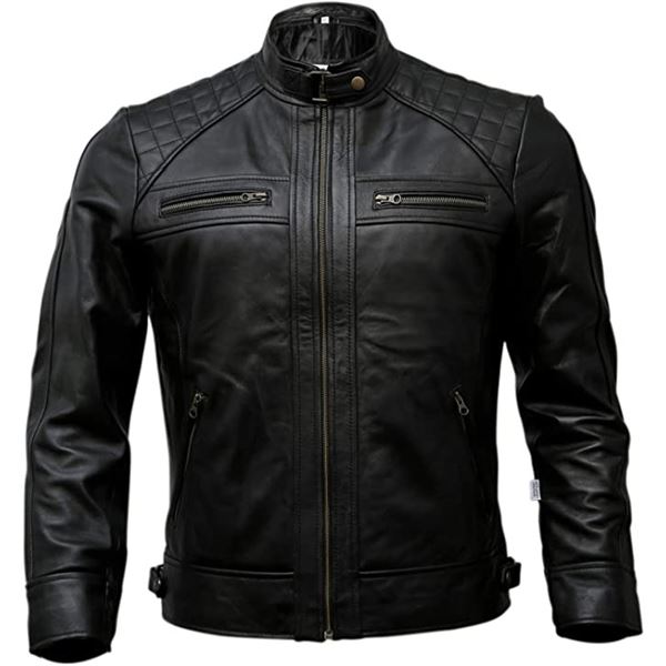 NEW DIAMOND BLACK REAL LEATHER XL JACKET