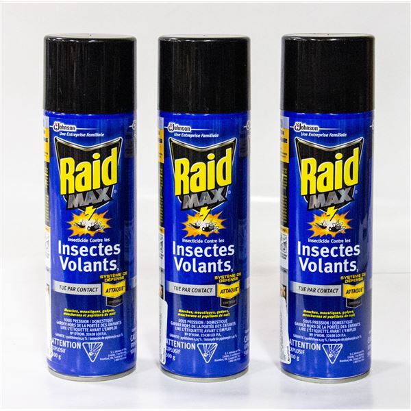 LOT OF 3 RAID FLYING INSECT BUG SPRAY