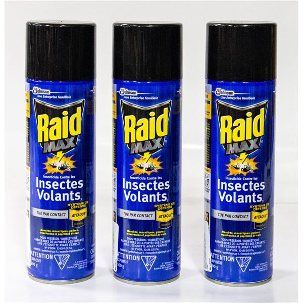 LOT OF 3 RAID FLYING INSECT BUG SPRAY