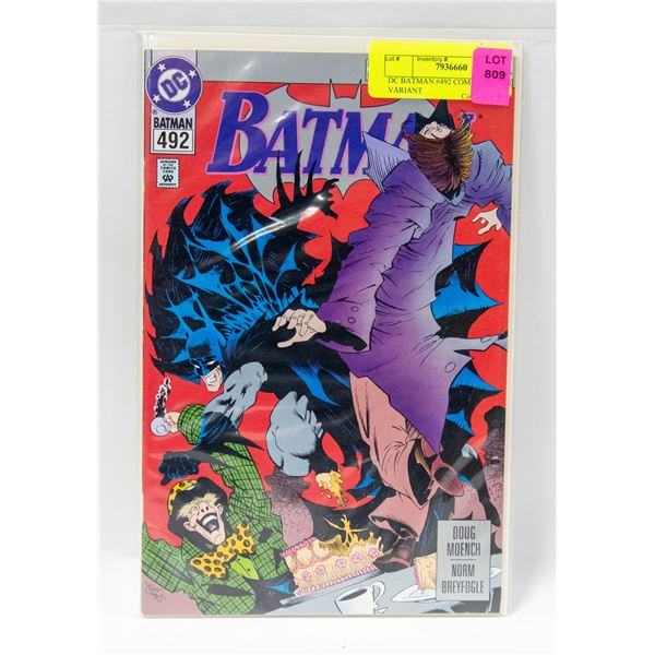 DC BATMAN #492 COMIC, PLATINUM VARIANT