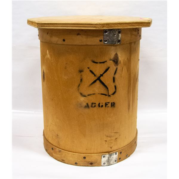 VINTAGE ENGLISH SHIPPING BARREL WITH