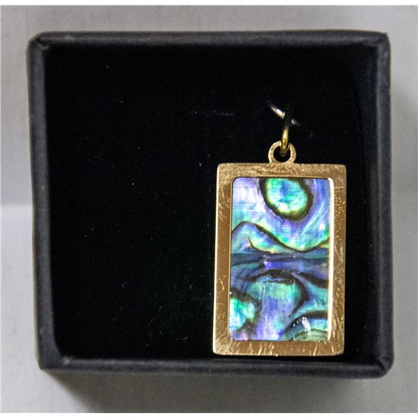 NEW GOLD PLATED ABALONE INLAY PENDANT IN GIFT BOX