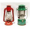 FLAT OF TWO COLEMAN LANTERNS ONE GLOBE HAS CRACK