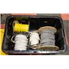 Image 1 : BOX W/ 4 REELS OF VARIOUS ELECTRICAL WIRE