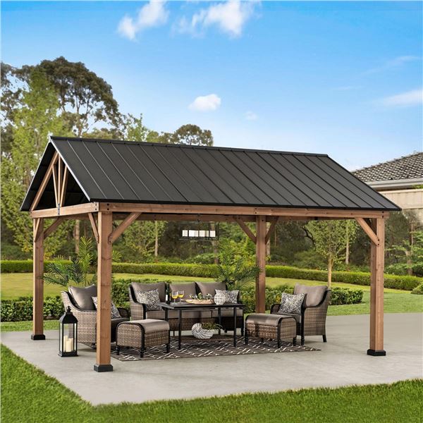 NEW A102008101 WOOD HARDTOP GAZEBO